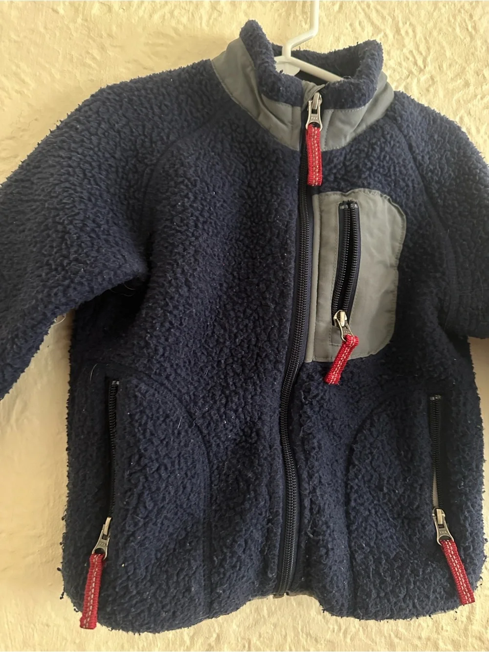 Hanna Andersson Navy Blue Fleece Sherpa Jacket Red Zippers 3 Children’s Kids